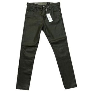 NEW AG ADRIANO GOLDSCMEID FARRAH HIGH-RISE SKINNY ANKLE COATED JEANS LEATHERETTE